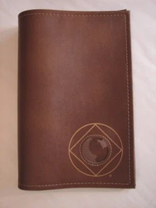 Narcotics Anonymous NA Symbol Basic Text Brown Vinyl Book Cover 6th Edition - Picture 1 of 4
