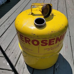 Vintage PreBan Vented Chilton Yellow Kerosene Diesel Fuel Metal Can 5.25 Gallon - Picture 1 of 8