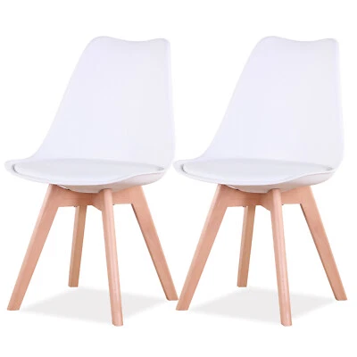 Set di 2 sedie Bianco Tulip Design Gambe polipropilene Legno di faggio - Immagine 1 di 4