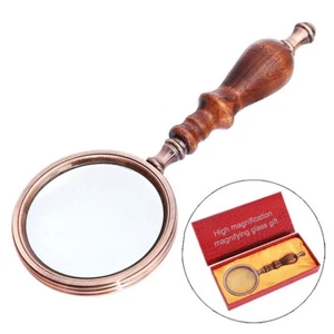 Antique Vintage High Magnification Magnifying Glass Magnifier Gift Wood Handle - Picture 1 of 5