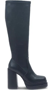 Wild Pair Womens Olyvia Faux Leather Knee-High Boots Shoes - Picture 1 of 4