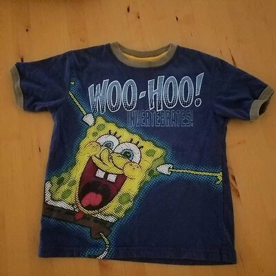 Invertebrados Nickelodeon Bob Esponja Woo Hoo! Camiseta gráfica vintage talla 4/5 Foto 1 de 4