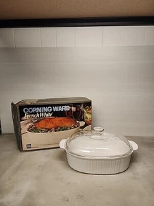 Corning Ware Crown Corning 4 Qt Quart FRENCH WHITE Oval Covered Casserole Ms1 - Picture 1 of 17