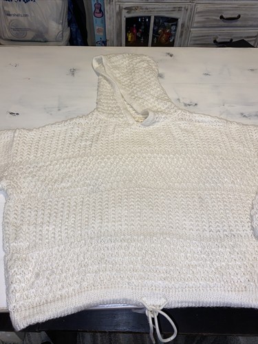 OFF WHITE Felpa con cappuccio Really Madly Deep Los Angeles bianca media lavorata a maglia