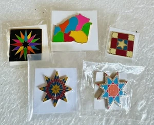 Vintage Quilting Sewing Quilt Squares Georgia Enameled Lapel Tie Pin LOT (5) - Picture 1 of 2