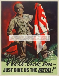 WWII Propaganda War Poster VTG Photographic Print 8.5x11" We'll lick Em - Picture 1 of 1