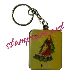 Vintage Guardian Angel Enamel Gold Tone Keychain Namesake “Ellen” - Picture 1 of 3