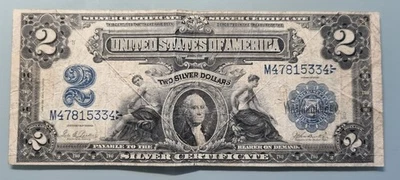 1899 Two Dollar Silver Certificate $2 Large Size Note Heavily Circulated #96246 - Image 1 of 2