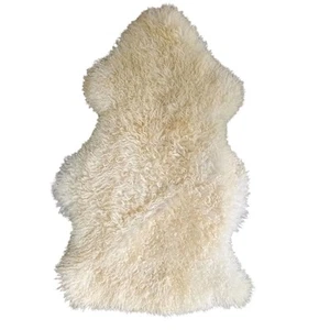SHEEPSKIN genuine rug long wool natural mat floor bed chair baby pram elderly - Picture 1 of 6