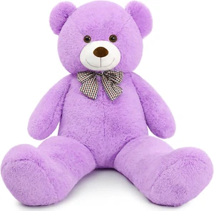  Oso de peluche color morado, grande y de tamaño humano de 4 pies,extragrande US - Picture 1 of 12