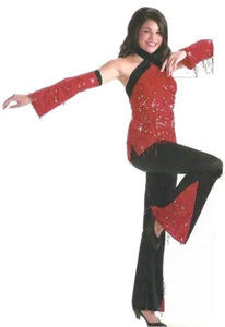 Sizzle Adult Small Dance Costume 2pc PANTS and CRISS CROSS TOP (no sleeves) New - Picture 1 of 5
