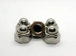 Nyloc Dome Nuts A2 stainless steel M4 M5 M6 M8 M10 Nylon insert Pack of 4 or 10 - Picture 1 of 4