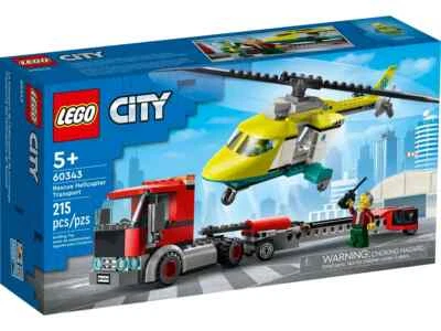 Lego Rescue Helicopter Transport 60343 Town Minifigure Building Set - Image 1 of 4
