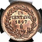 1897-Mo NGC MS 65 Mexico 1 Centavo Red Brown Old Eagle Copper Coin (24030602C)