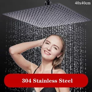 Schwarz Duschkopf Regendusche Luxus 40x40 cm Edelstahl Quadratisch Kopfbrause - Bild 1 von 6
