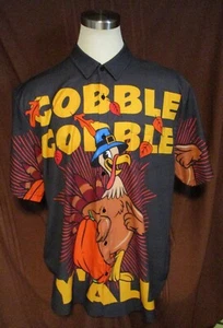 Hardaddy Gobble Gobble Turkey Mens Short-Sleeve Button Shirt, Black, 2XLT, EUC - Picture 1 of 5