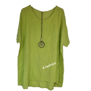 Ladies ITALIAN Quirky Lagenlook Plain 100% COTTON Lightweight BIG PLUS SIZE Top - Picture 1 of 68