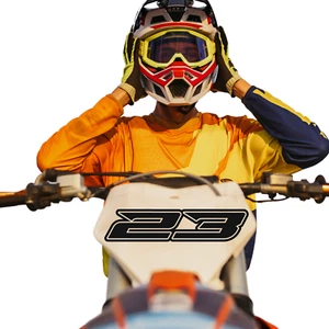 3x Custom Race Numbers Name Stickers Decals Vinyl Racing Motorbike MX Motocross - Picture 1 of 2