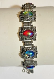 Pulsera de Colección Judy Lee Ojo de Dragón Arco Iris Victoriano Renacimiento Panel Cadena de Libro 7" - Imagen 1 de 11