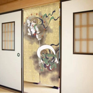 JAPANESE Noren Curtain Fujin Raijin Ukiyoe 85 x 150 cm  - Picture 1 of 6