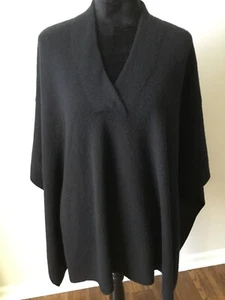 Halogen Women’s 100% Cashmere Poncho Wrap Sweater Black One Size - Picture 1 of 7