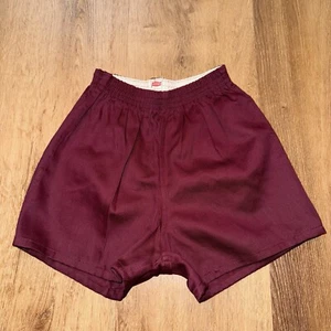 NOS Hanes Shorts Vtg 1960s Cotton Sport Gym Athletic Burgundy Deadstock Mens XS - Picture 1 of 11