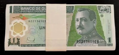 GUATEMALA 1 QUETZAL P-109 2006 x 100 Pcs Lot POLYMER Money BIRD UNC BUNDLE NOTE - Image 1 of 4