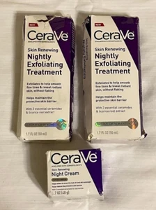 2 CeraVe Nightly Exxfoliating Treatment + 1 CeraVe Night Cream New - Picture 1 of 3