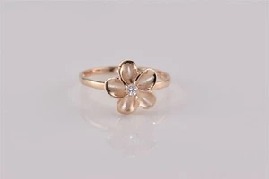Rose Sterling Silver Satin & Polished Trim Accent Plumeria Band Ring 925 Sz: 9.5 - Picture 1 of 7