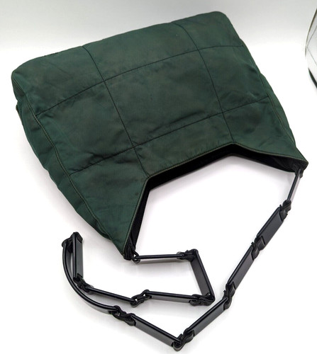 Borsa a tracolla Prada nylon verde autentico tessuto plastica x manico pelle #157