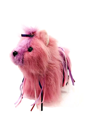 Webkinz Pink Purple Long Haired Ribbon Yorkie Puppy Dog 8" #HM410 Ganz No Code - Image 1 of 4
