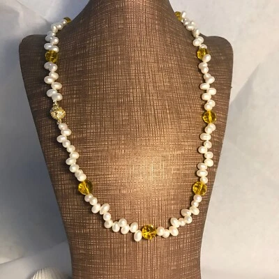 Wundervolle echte Perlen-Kristallkette Zuchtperlen - Bild 1 von 4