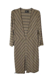 Chico's Travelers Brown Striped Clambake Long Sleeve Duster Jacket Womans 1 Med - Picture 1 of 5