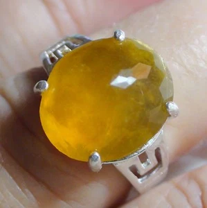 Anillo de ópalo amarillo natural de México plata 925, joyería de finca. Talla 6,5 - Imagen 1 de 10