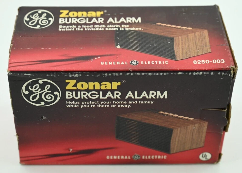 Vintage GE Zonar Burglar Alarm Portable 2ultrasonic Beam 8250-003 Two