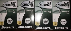 NEW 4pk Bulbrite Half Chrome Mirrored Top 60W A19 Light Bulb 712160 - Picture 1 of 5