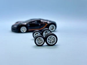 R453 Hot wheels 1/64 Real riders# BBS Chrome 10 & 12mm, Extra Long Rubber Wheels - Picture 1 of 4