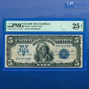 Fr.273 1899 $5 Five Dollars Silver Certificate "CHIEF NOTE" , PMG 25 EPQ #67330 - Picture 1 of 3
