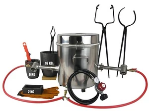 Kit de horno de fusión de metales de gas de 16 kg pinzas de crisol de cobre para fundición forja de gas - Imagen 1 de 10