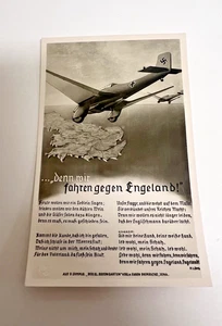 WW2 German Luftwaffe Postcard Denn Wir Fahren Gegen England UNPOSTED - Picture 1 of 2