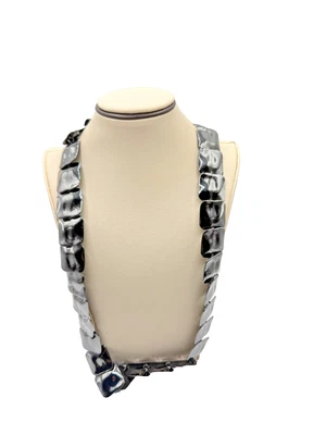 Chunky Gunmetal Square Link Necklace Geometric Modern Bold Jewelry - Image 1 of 4