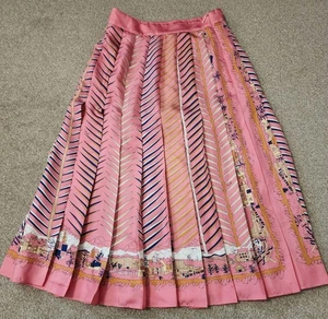 Falda plisada de seda EMILIO PUCCI rosa paisaje estampado de rayas de lujo para mujer talla 38 - Imagen 1 de 24
