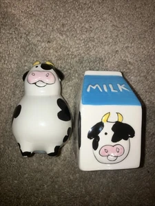 Vintage Milchkarton und Kuh - Salz und Pfefferstreuer Set - Bild 1 von 8