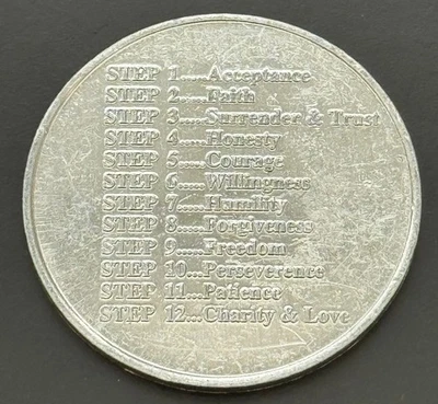 Alcoholics Anonymous Principles of The Program 12 Steps Token Recovery AA - Image 1 of 2