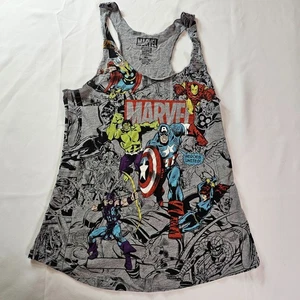 Marvel Avengers Tank Top Juniors M Gray Allover Comic Graphic - Picture 1 of 9