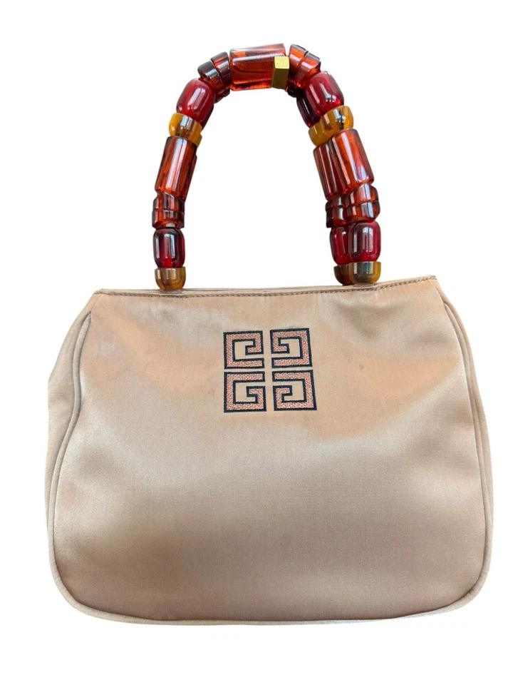 Bolso de mano con logotipo GIVENCHY asa de cuentas marfil Foto 1 de 4