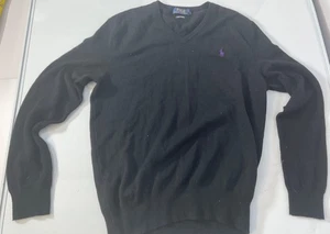 Hombre Talla Mediana Ralph Lauren Polo Manga Larga SUÉTER Negro - Imagen 1 de 5
