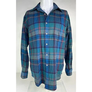 Pendleton Tartan Plaid Flannel Wool Shirt Blue Mens Size Medium - Picture 1 of 6