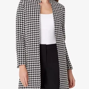 Tahari ASL schwarz & weiß Hahnentrittmuster mittellanger Blazer Jacke Gr-10 - Bild 1 von 8
