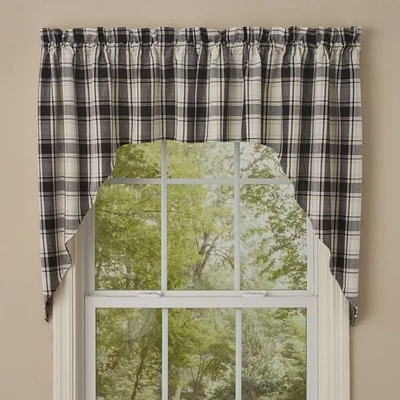 Cortina de ventana Park Designs Swag negra, crema y blanca a cuadros "Crossrads" 72"x36" Foto 1 de 2